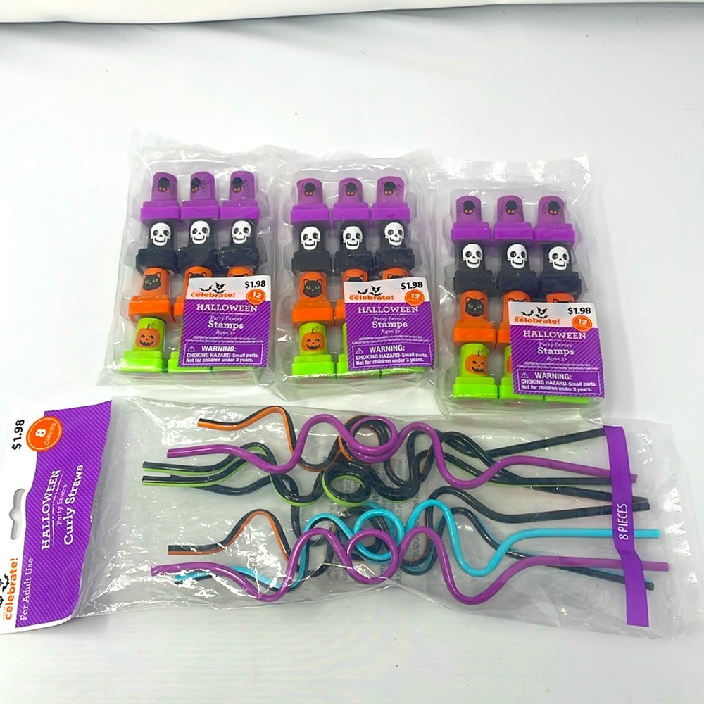 Kids Halloween Bundle lot Party Favorite Stamps with Curly Straws
